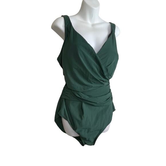 Lands End Swim Dress One-Piece Swimsuit Sz Plus 24W Modest Green - Picture 3 of 6